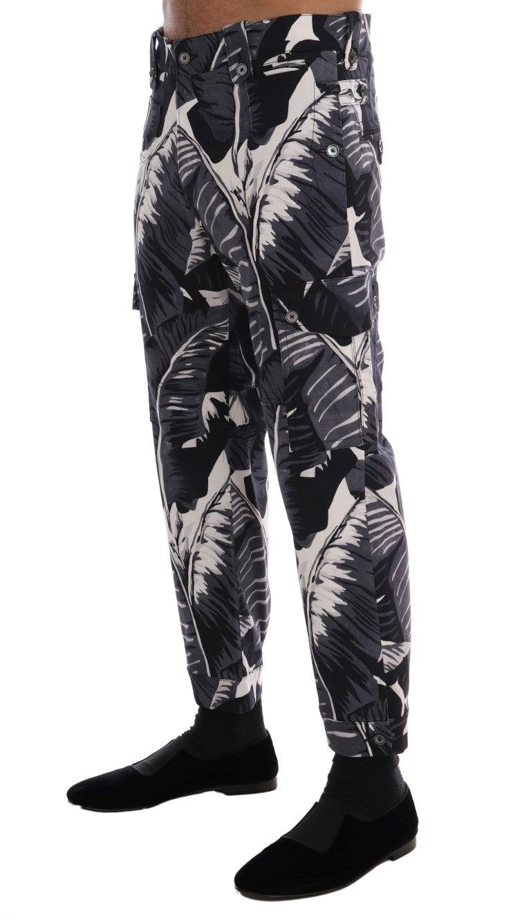 Dolce & Gabbana Graue Bananenblatt-Baumwoll-Hose