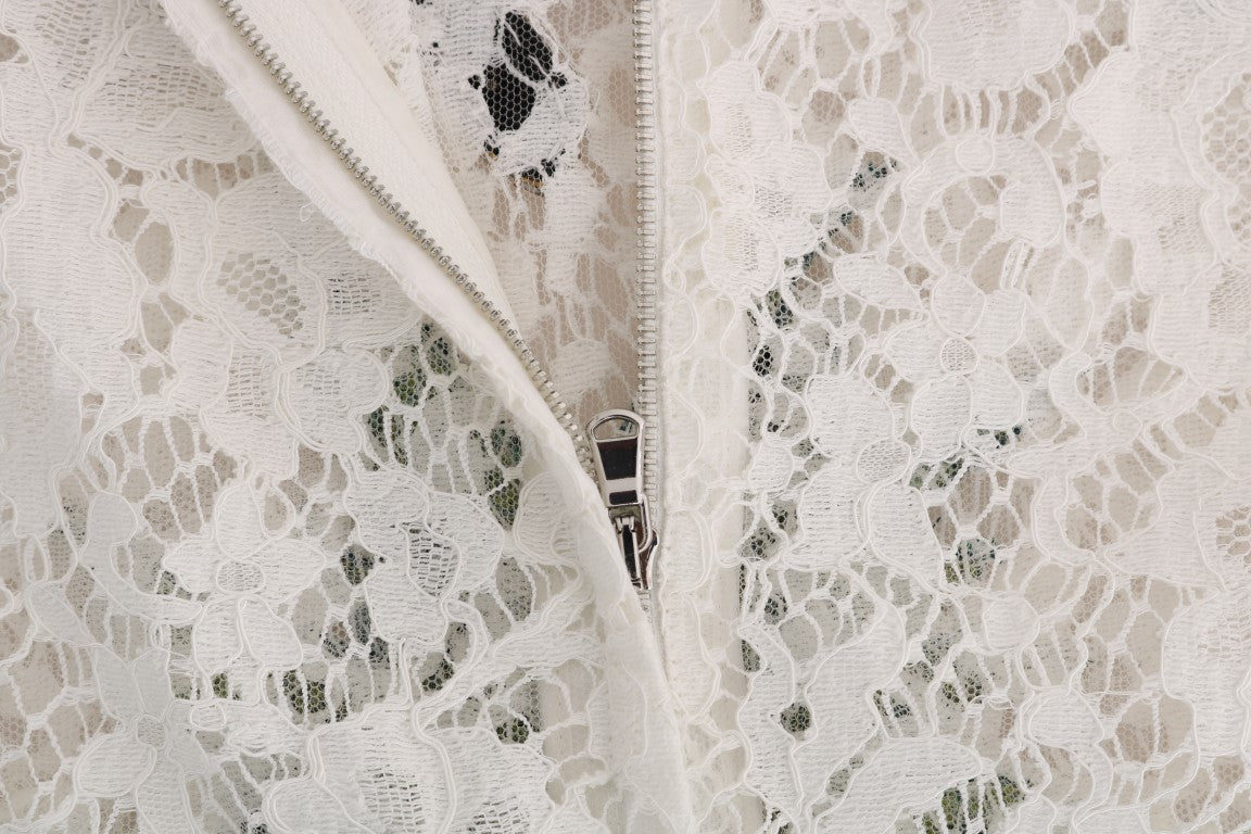 Dolce & Gabbana Weiße Bluse aus kristallbesetzter Spitze