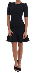 Dolce & Gabbana Black and Blue Flared Mini Dress