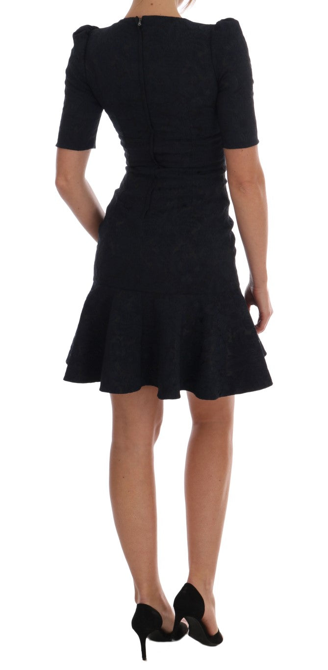 Dolce & Gabbana Black and Blue Flared Mini Dress