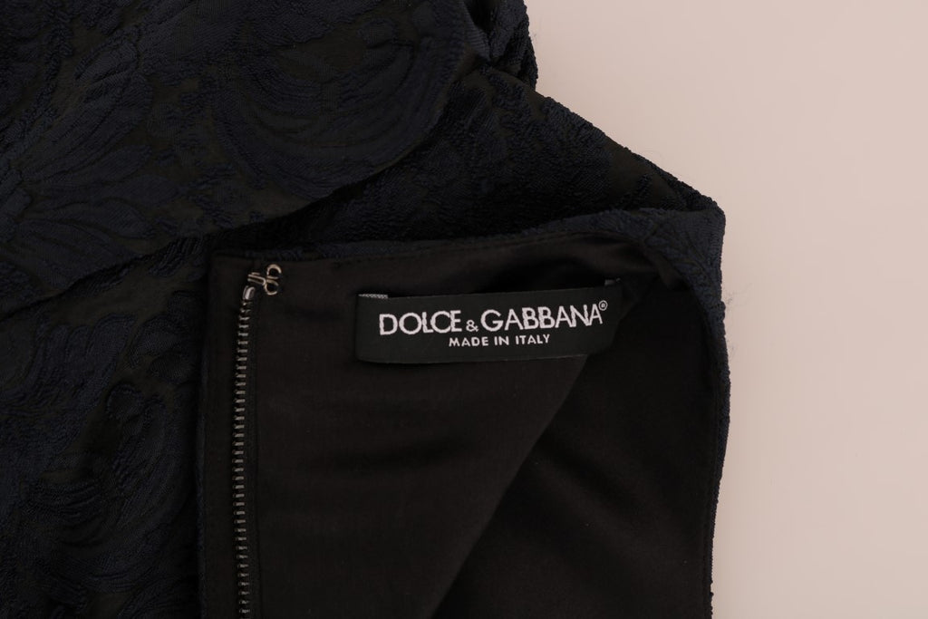 Dolce & Gabbana Black and Blue Flared Mini Dress