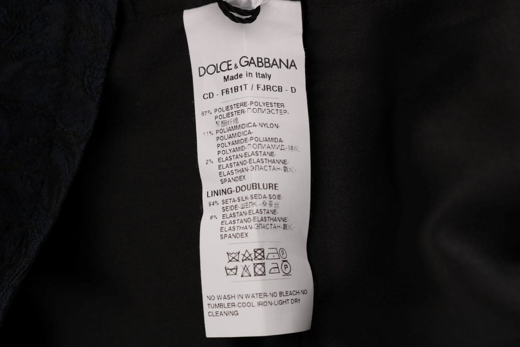 Dolce & Gabbana Black and Blue Flared Mini Dress