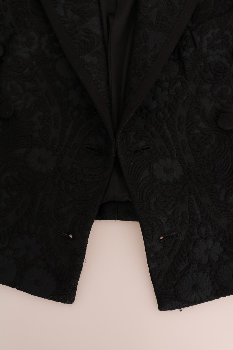 Dolce & Gabbana Schwarze Brokat-Blazer-Jacke