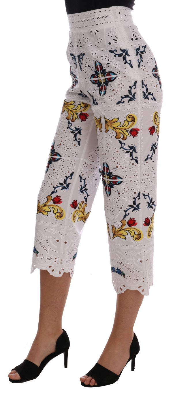 Dolce & Gabbana Mulicolor Majolika Ausschnitt Caprihose