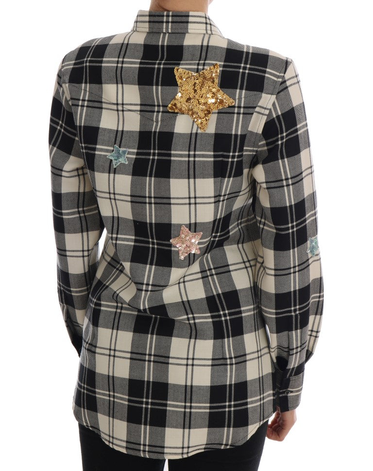 Dolce & Gabbana Schwarz Weiß Märchen Kristall Shirt