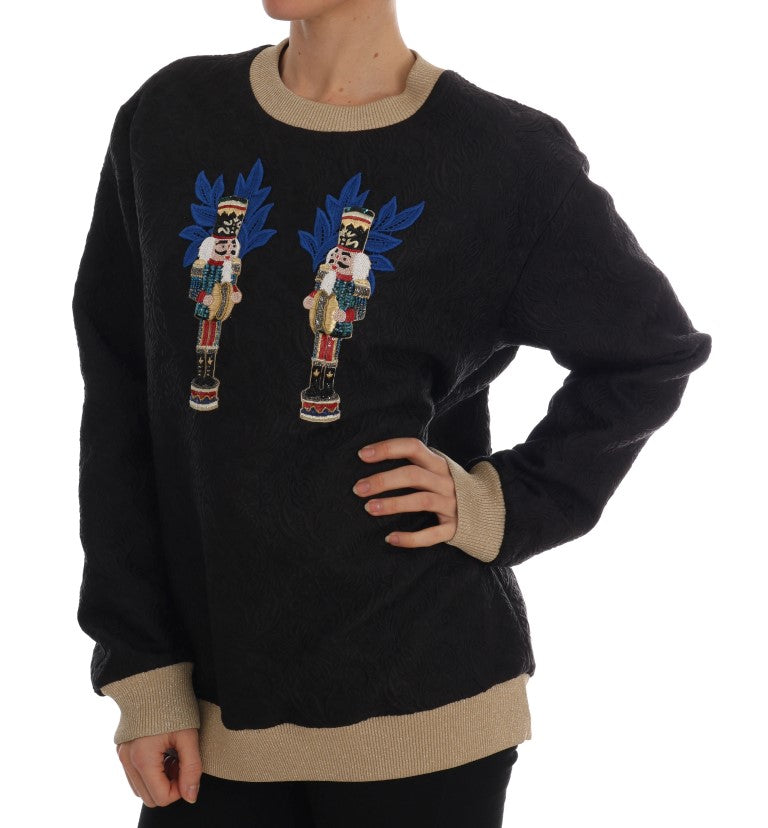 Dolce & Gabbana Black Fairy Tale Brocade Zip-Up Sweater