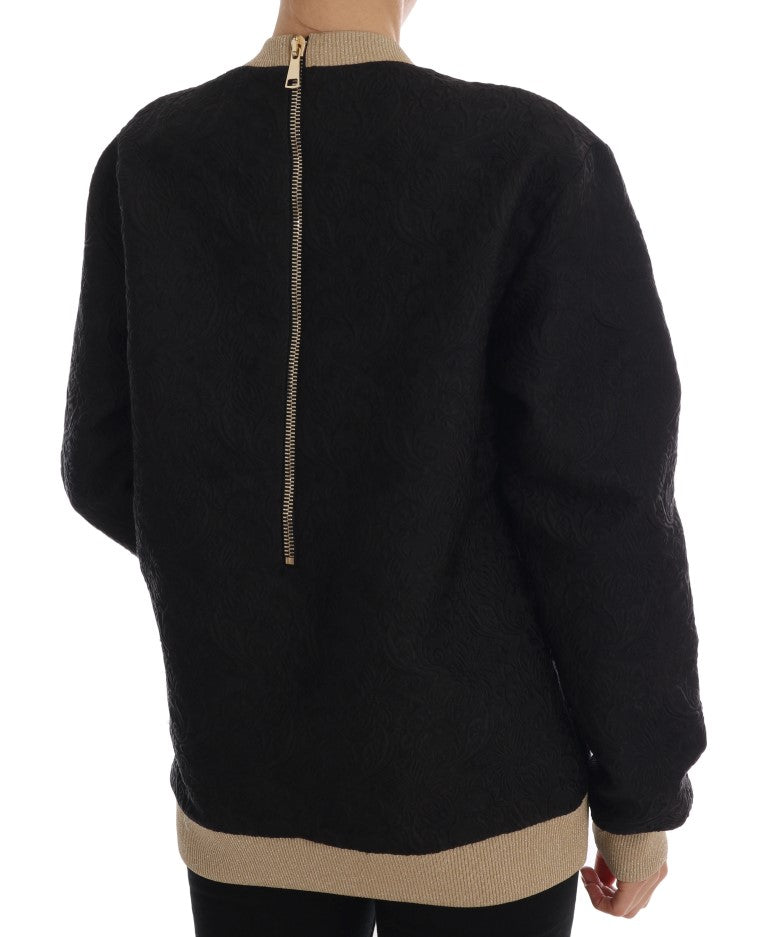 Dolce & Gabbana Black Fairy Tale Brocade Zip-Up Sweater