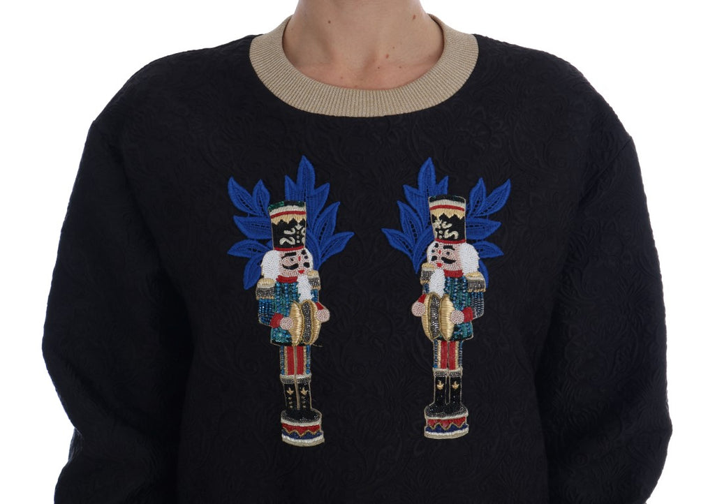 Dolce & Gabbana Black Fairy Tale Brocade Zip-Up Sweater