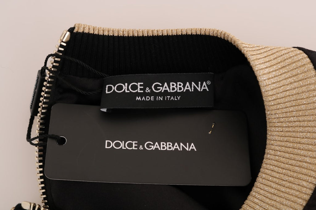 Dolce & Gabbana Black Fairy Tale Brocade Zip-Up Sweater