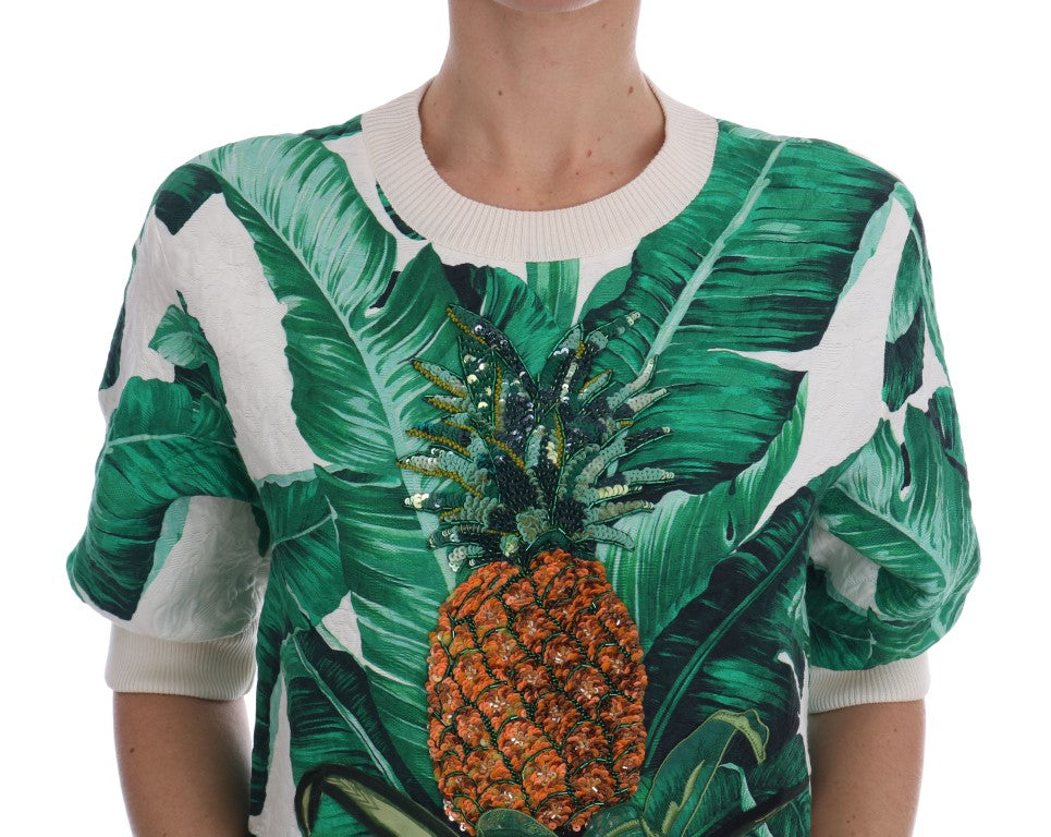 Dolce & Gabbana Pineapple Banana Sequin Round Neck Sweater
