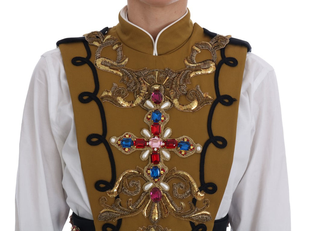 Dolce & Gabbana Gelbe Kristallkreuz-Weste Jacke