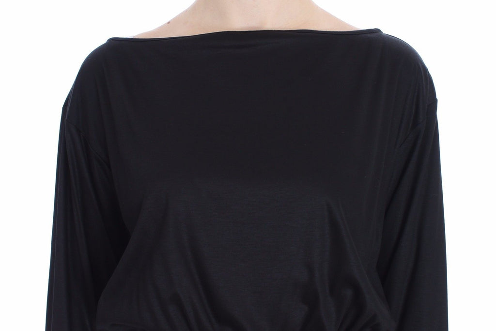 Versace Jeans Schwarzes Modal-Seiden-Shift-Kniekleid