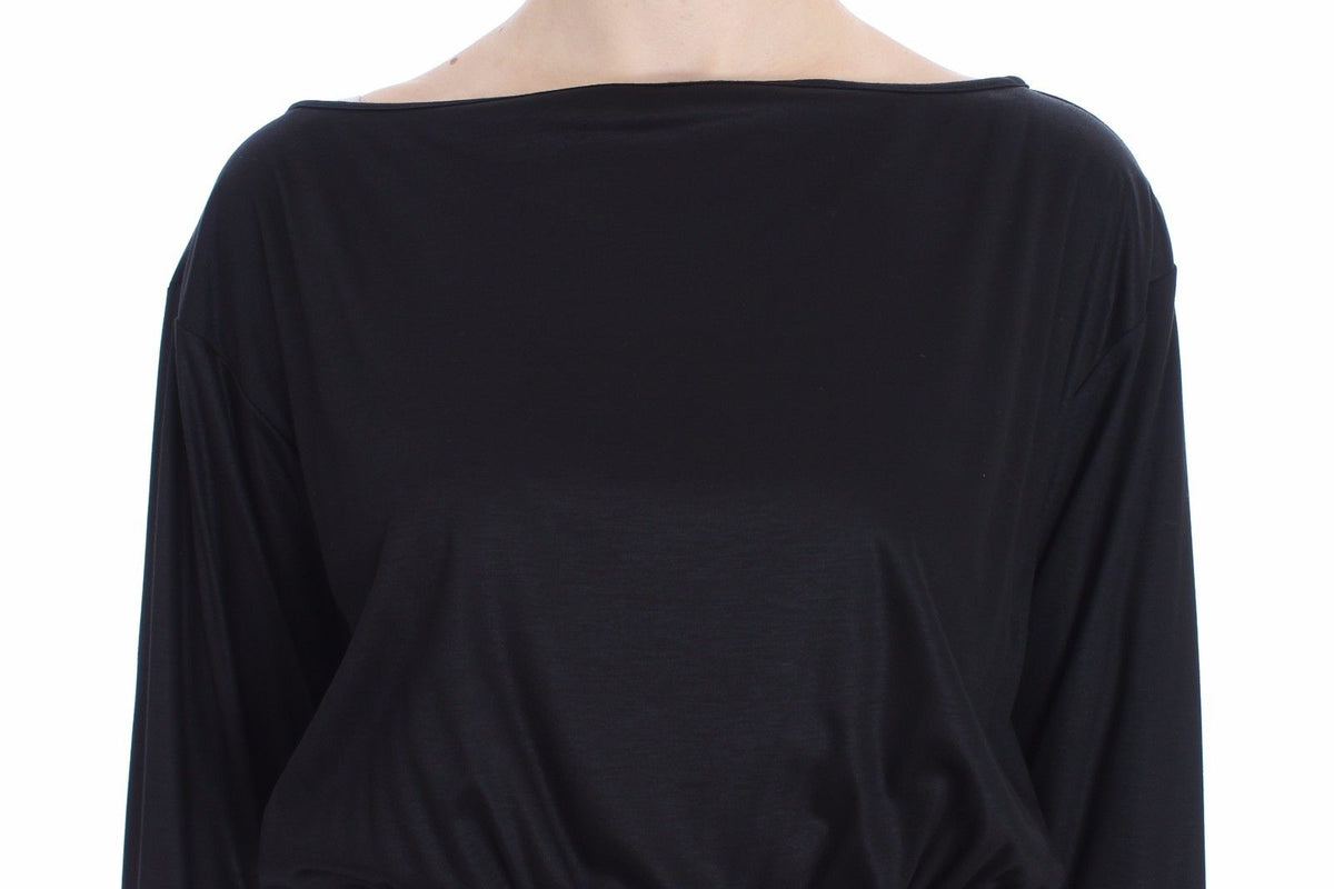 Versace Jeans Schwarzes Modal-Seiden-Shift-Kniekleid