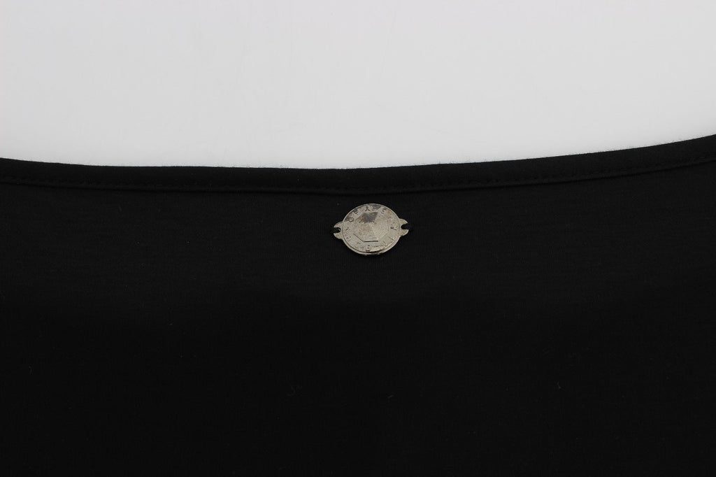 Versace Jeans Schwarzes Modal-Seiden-Shift-Kniekleid