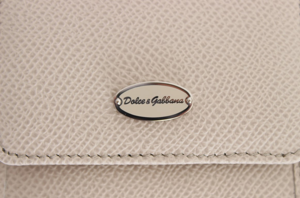 Dolce & Gabbana Weißes Dauphine Lederetui Brieftasche