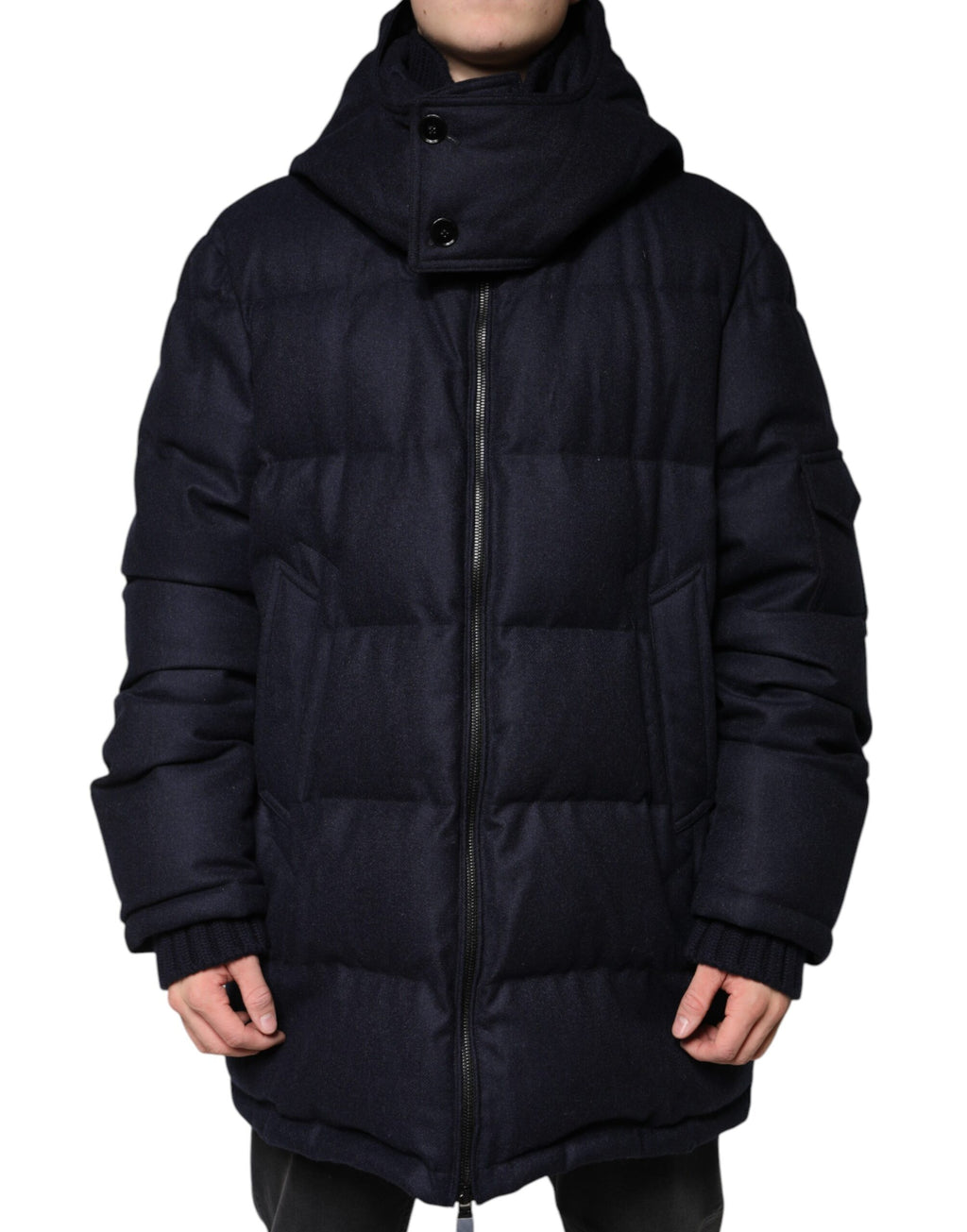 Dolce & Gabbana Black Hooded Nylon Puffer Men's Coat Jacket