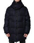 Dolce & Gabbana Schwarzes Nylon mit Kapuze Puffer Männer Mantel Jacke