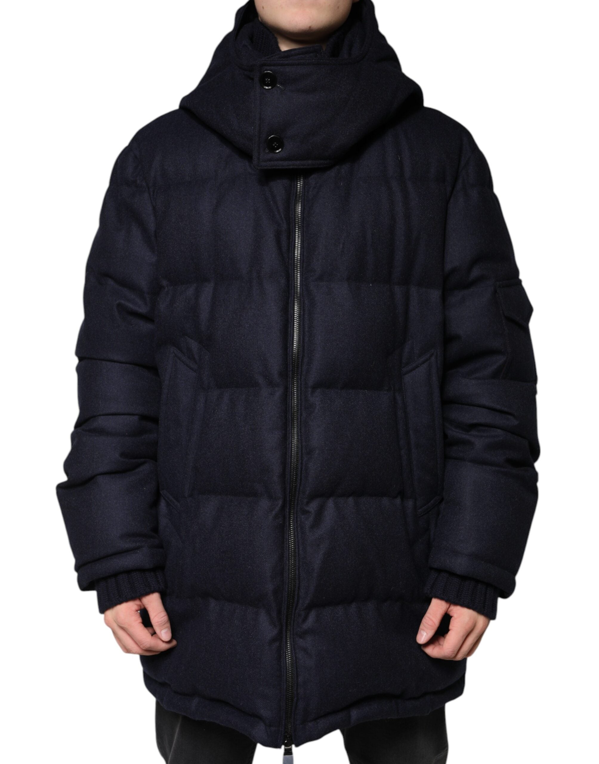 Dolce & Gabbana Black Hooded Nylon Puffer Men's Coat Jacket
