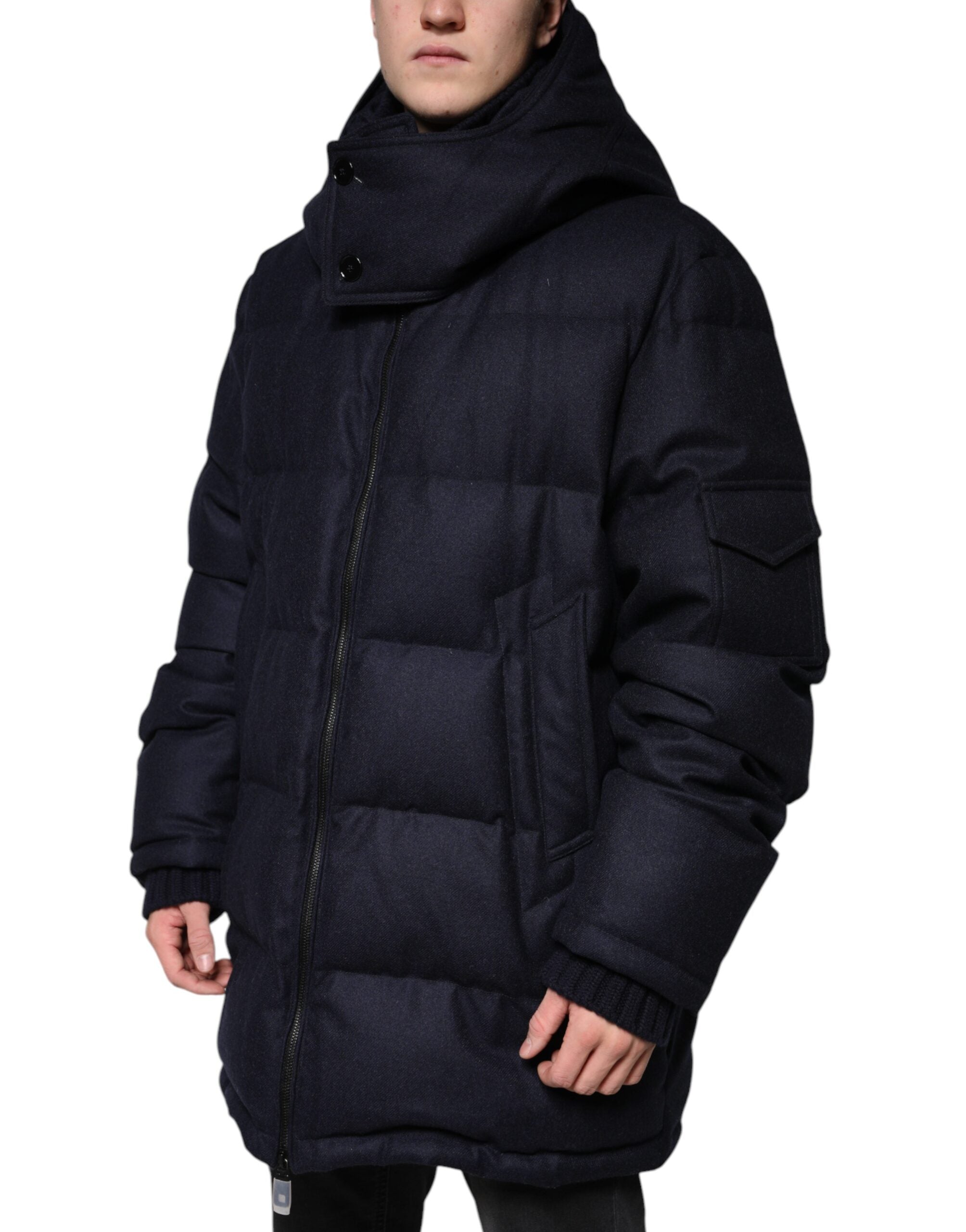 Dolce & Gabbana Black Hooded Nylon Puffer Men's Coat Jacket