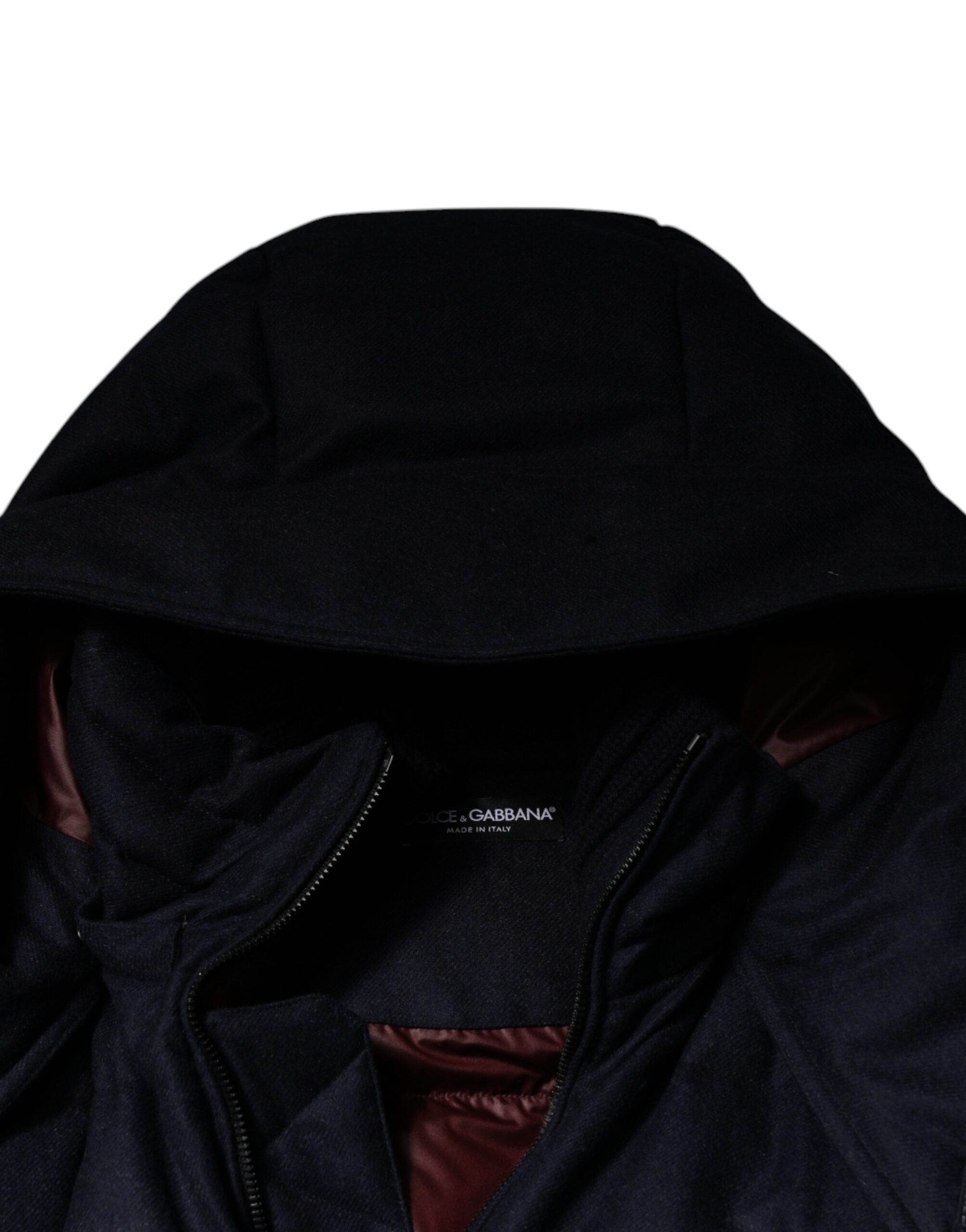 Dolce & Gabbana Black Hooded Nylon Puffer Men's Coat Jacket