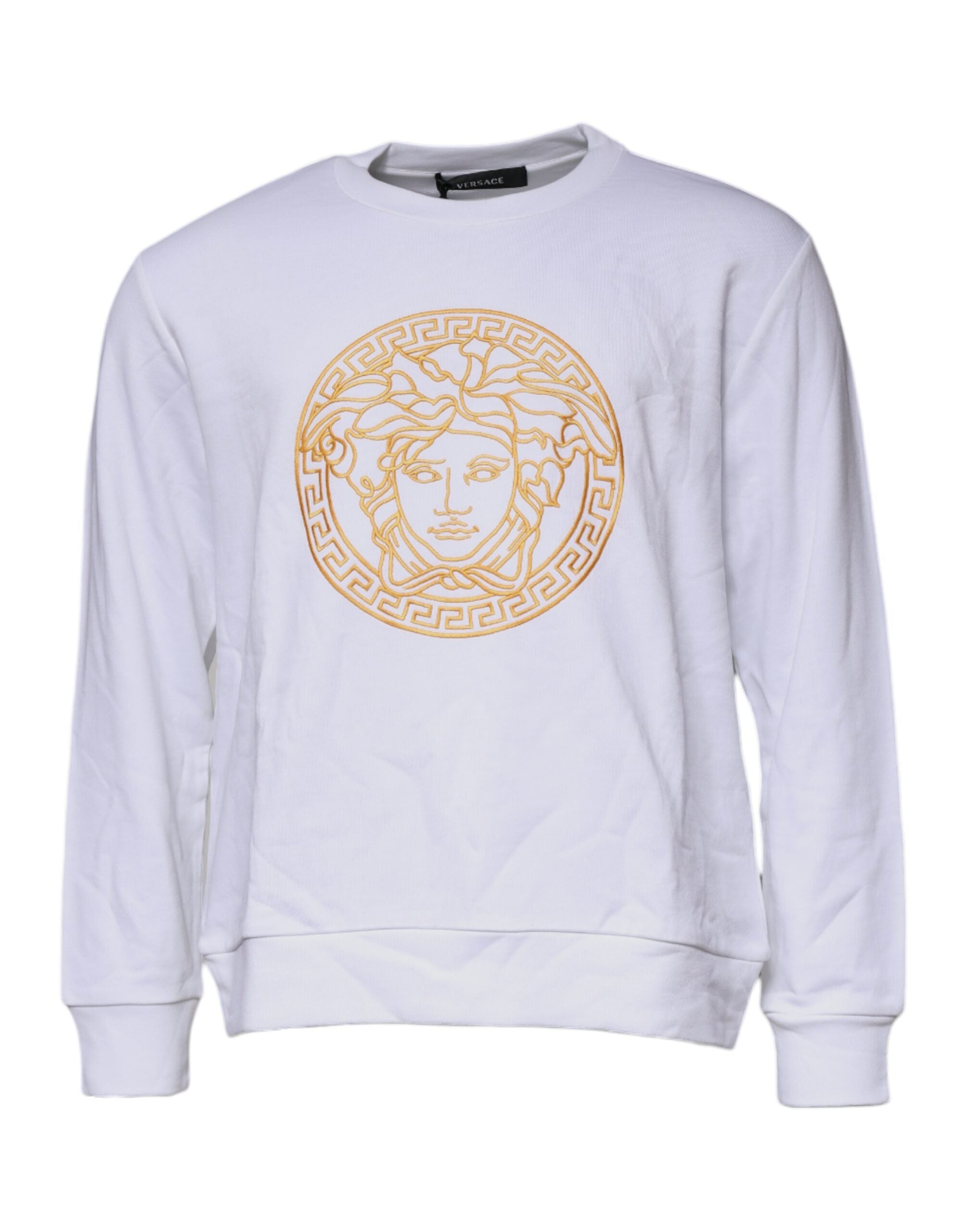 Versace White Medusa Embroidered Crew Neck Jumper
