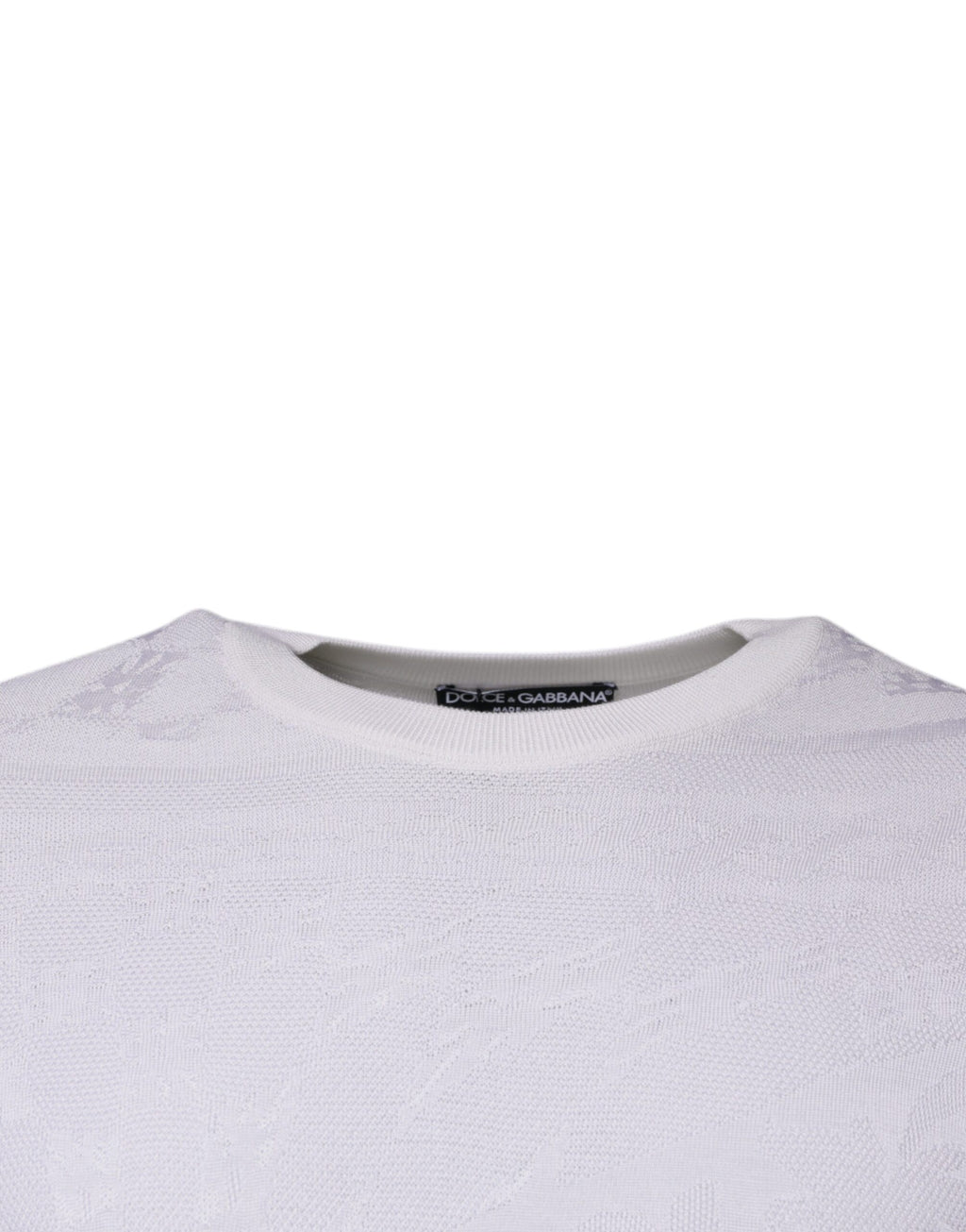 Dolce & Gabbana Men's White Silk Crew Neck Sweater