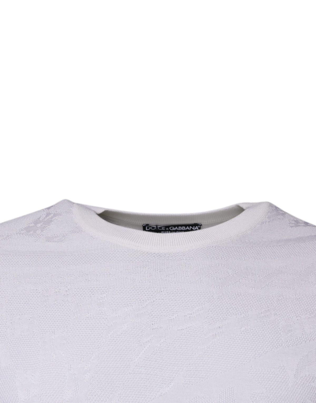 Dolce & Gabbana Weißer Seiden-Rundhals-Pullover für Männer