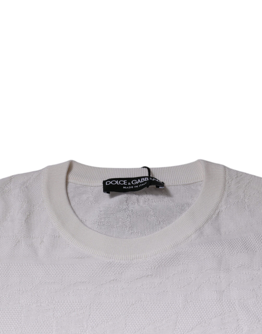 Dolce & Gabbana Men's White Silk Crew Neck Sweater