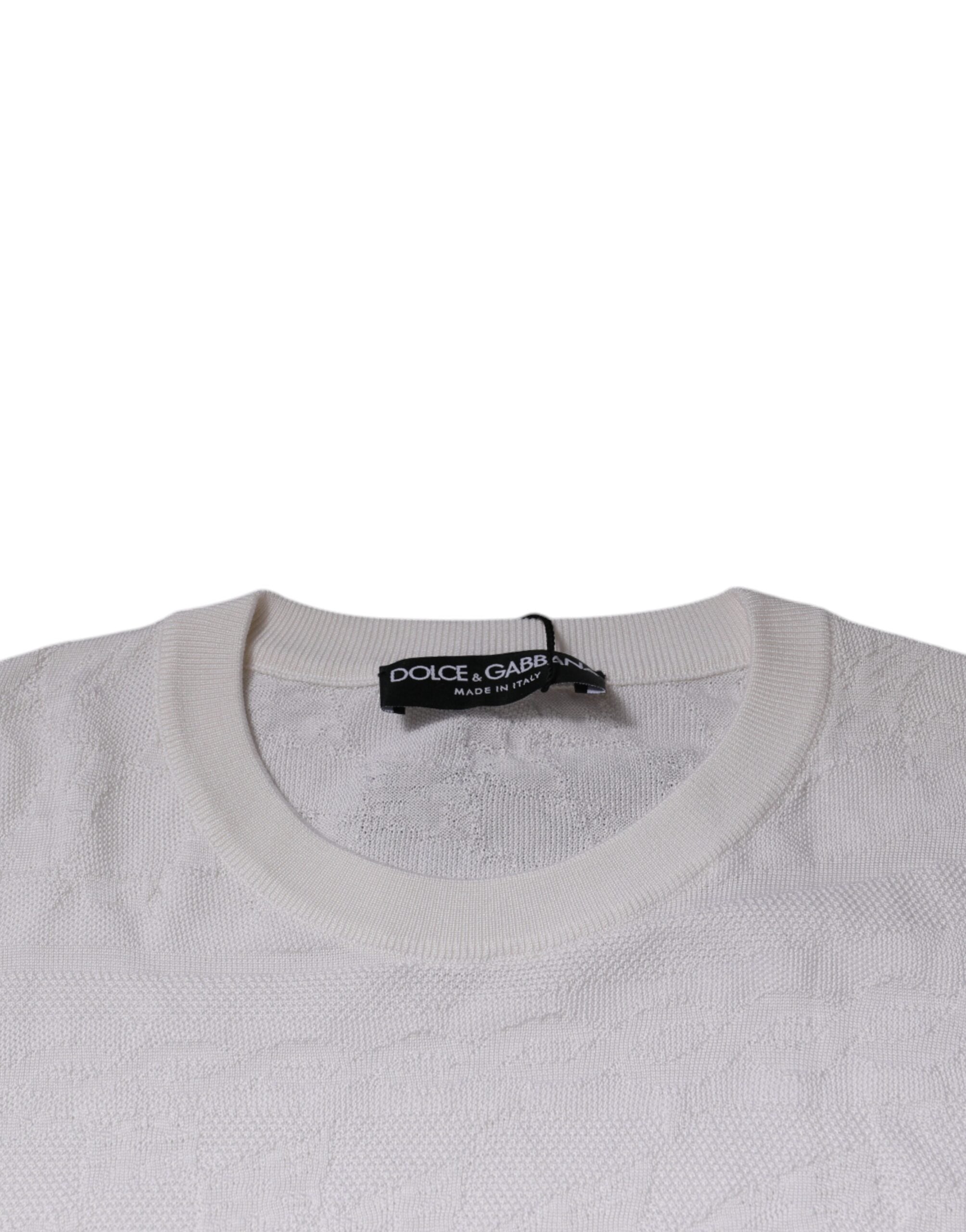 Dolce & Gabbana Men's White Silk Crew Neck Sweater