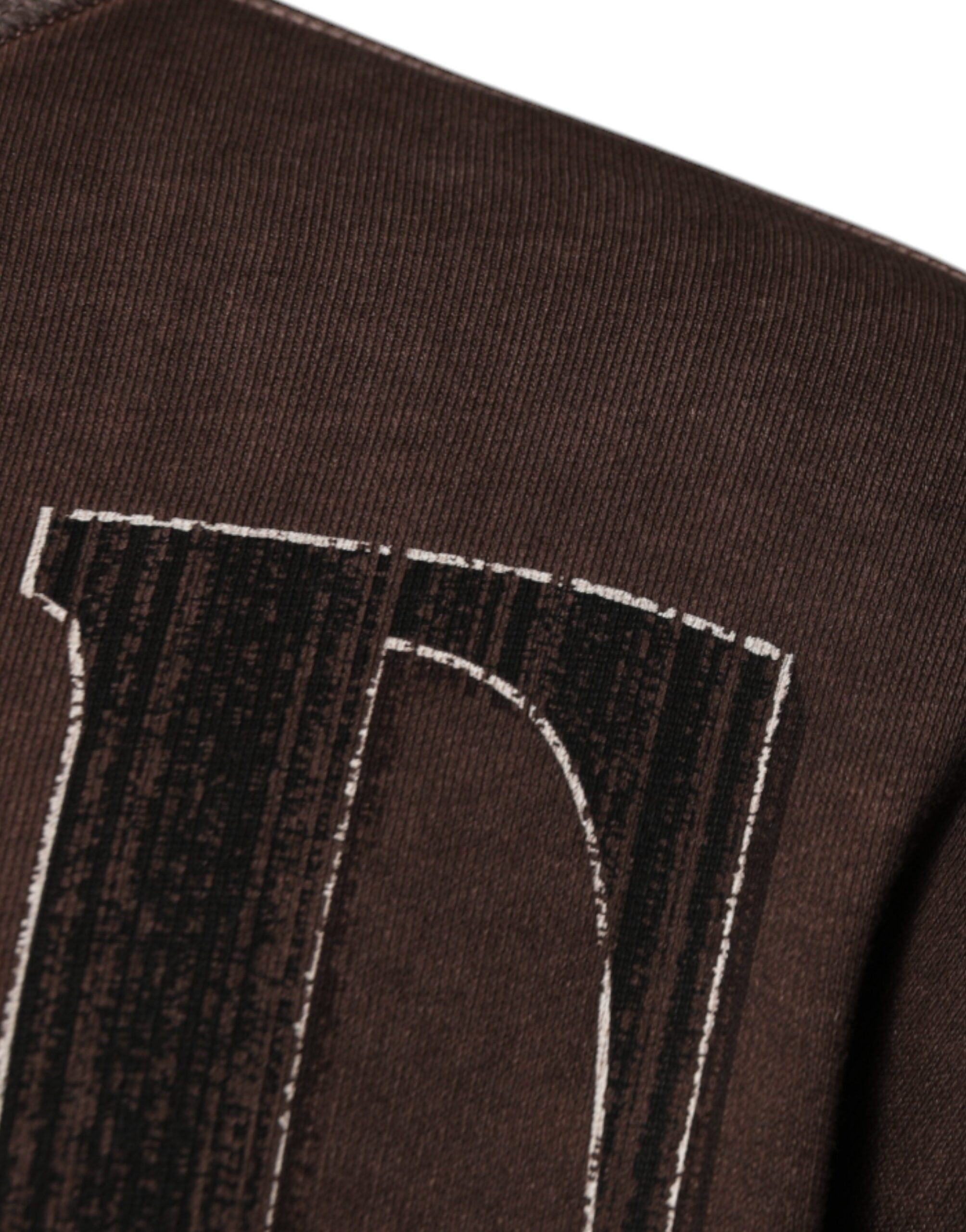 Dolce & Gabbana Brown Logo-Print Crewneck Sweater