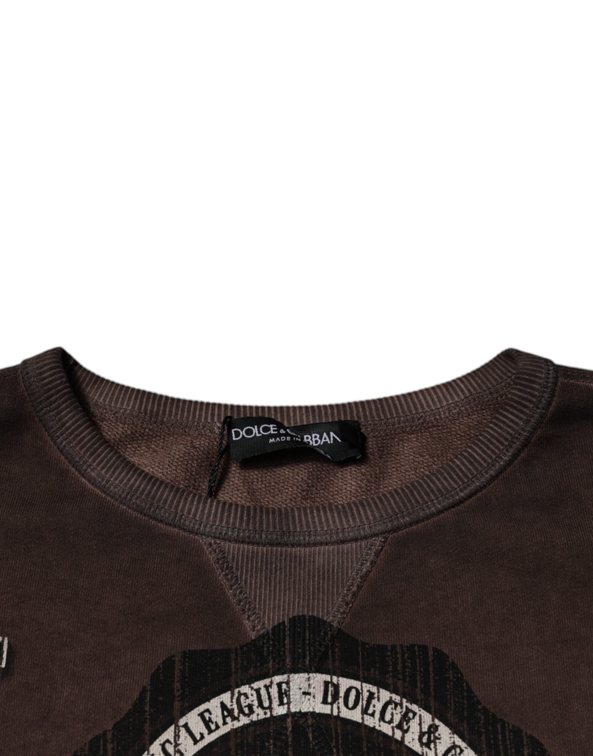 Dolce & Gabbana Brown Logo-Print Crewneck Sweater