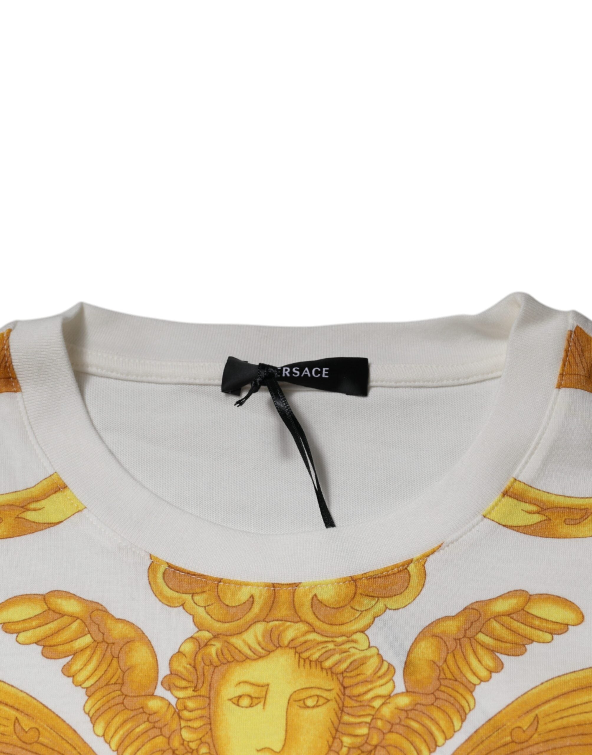 Versace Weißes T-Shirt mit Rundhalsausschnitt und Medusa-Druck aus Baumwolle