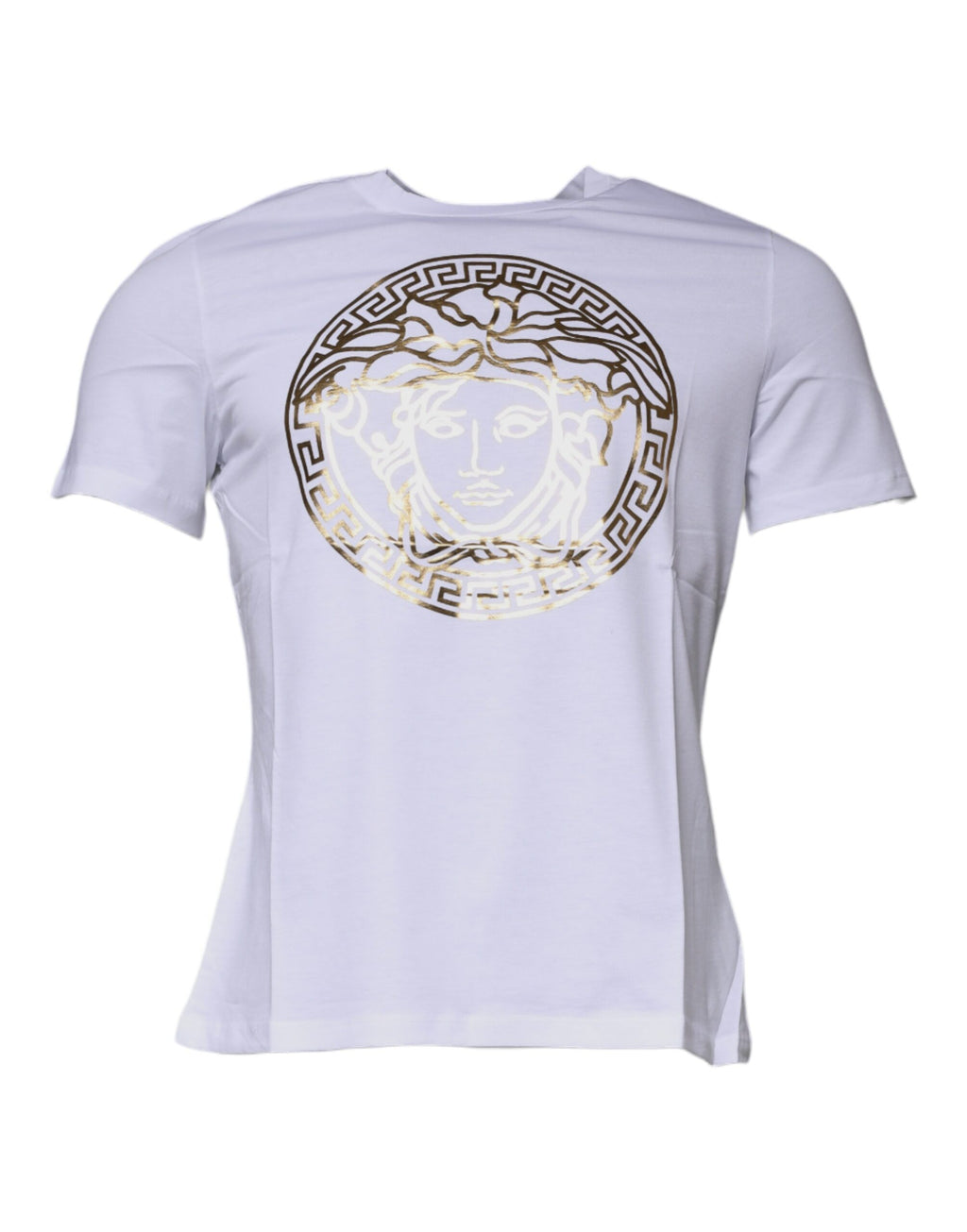 Versace White Cotton Crew-Neck T-Shirt with Medusa Print