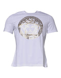 Versace White Cotton Crew-Neck T-Shirt with Medusa Print