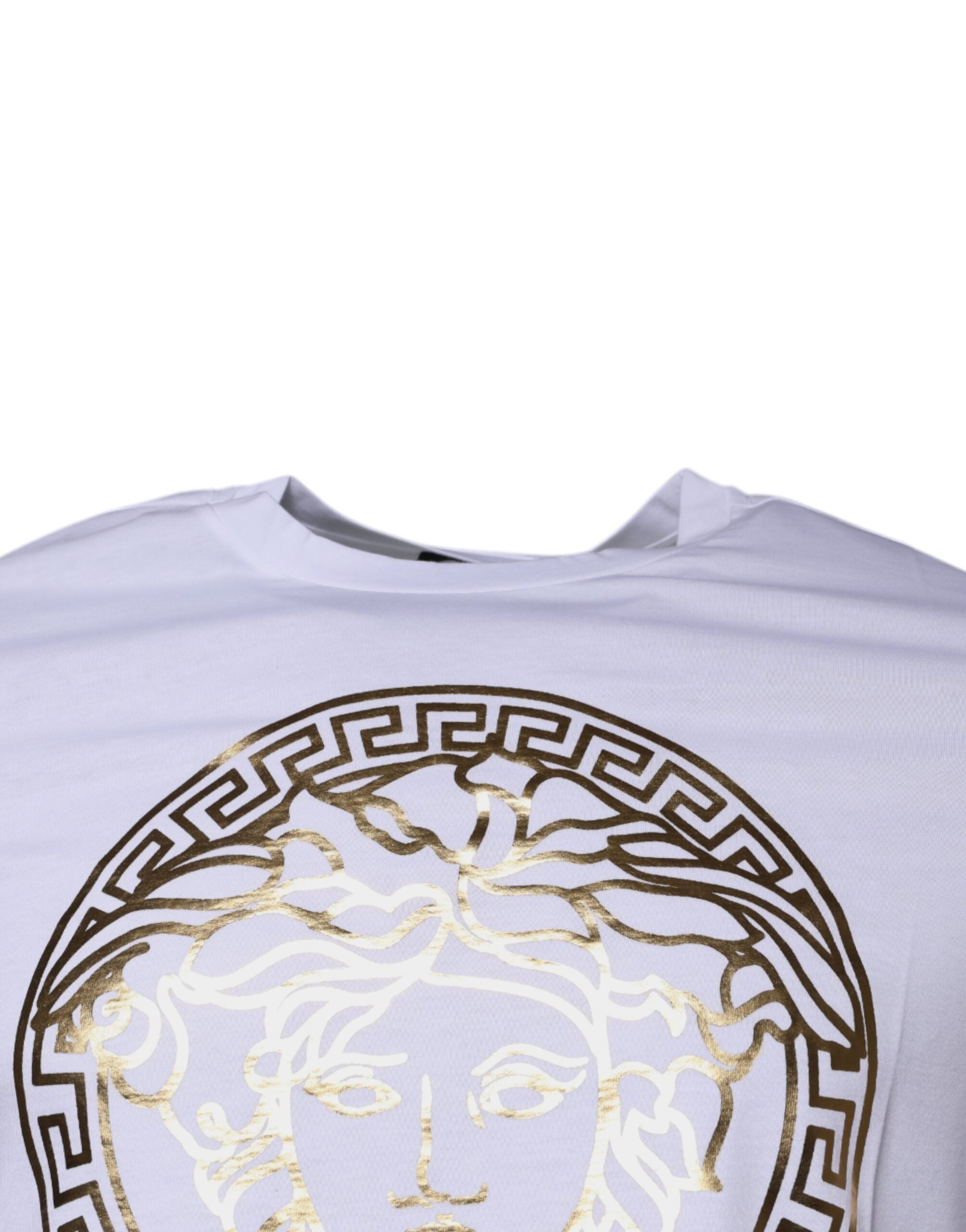 Versace White Cotton Crew-Neck T-Shirt with Medusa Print