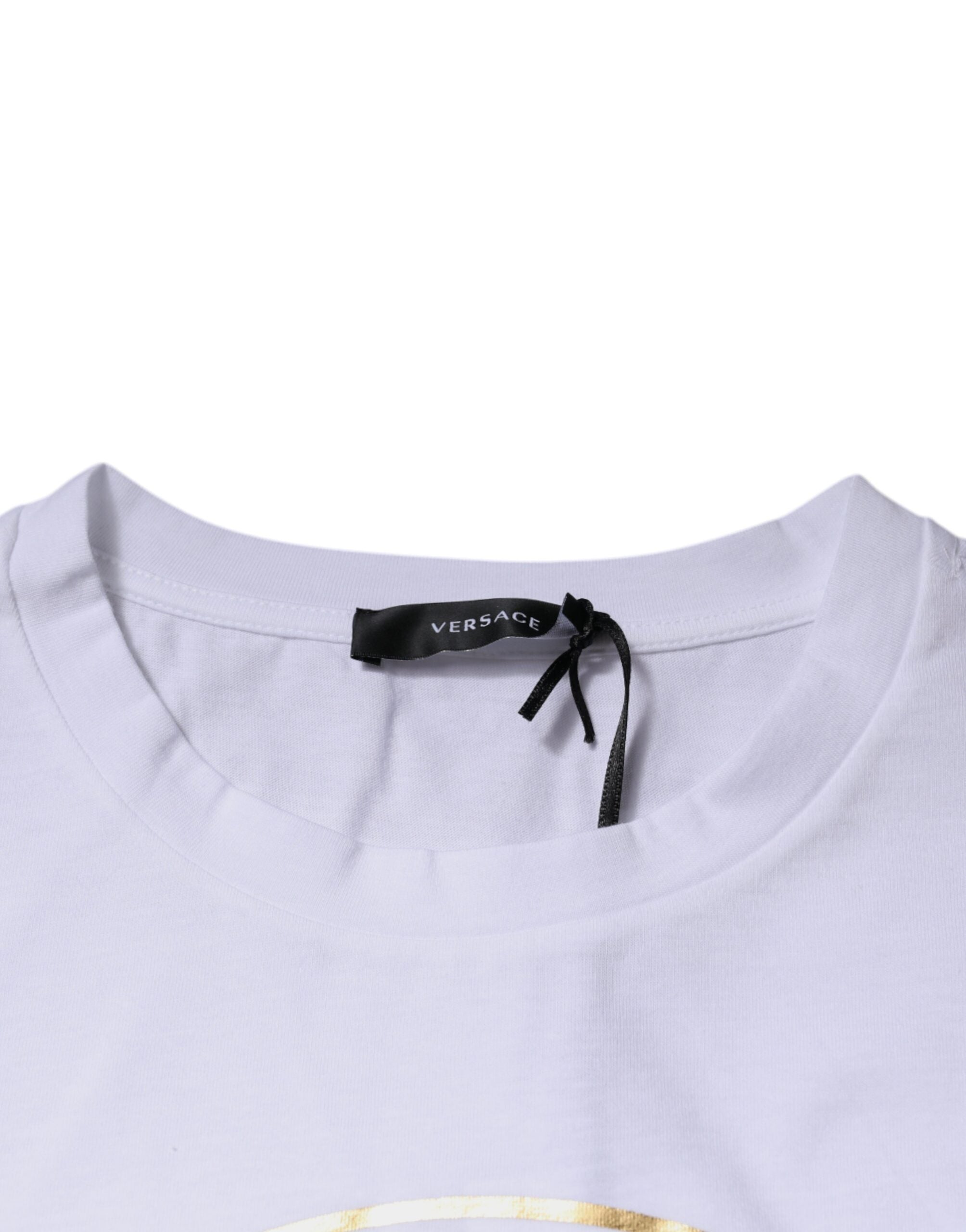 Versace White Cotton Crew-Neck T-Shirt with Medusa Print