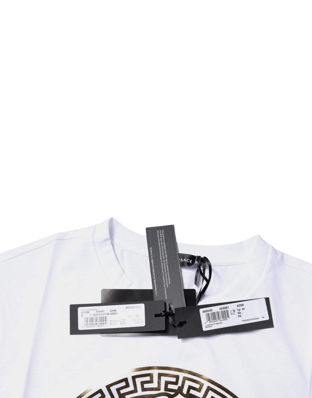 Versace White Cotton Crew-Neck T-Shirt with Medusa Print
