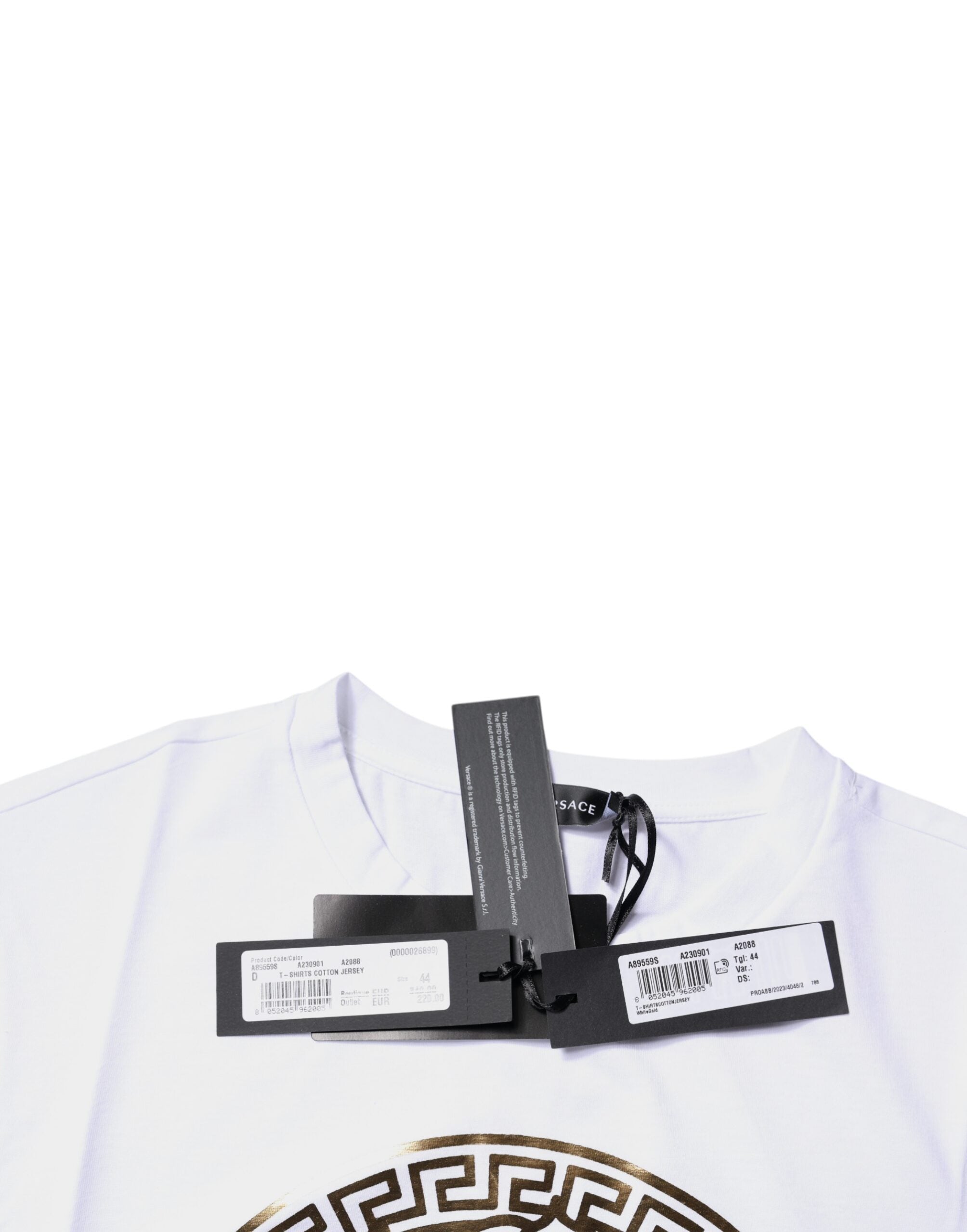 Versace White Cotton Crew-Neck T-Shirt with Medusa Print