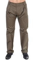 GF Ferre Green Cotton Stretch Comfort Fit Trousers