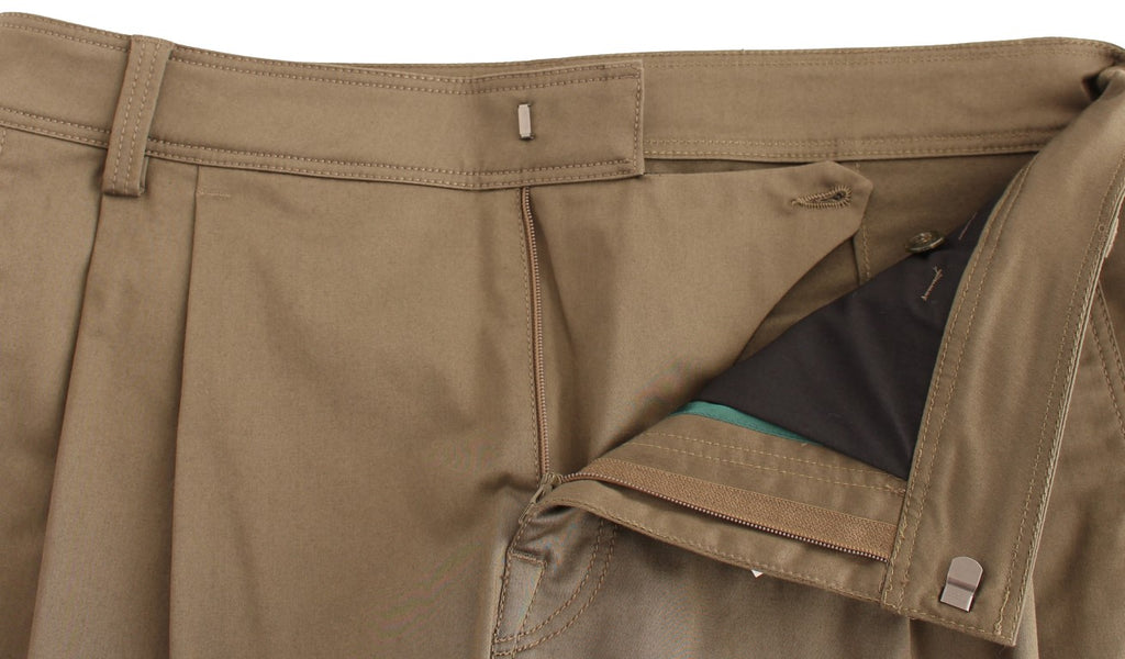 GF Ferre Green Cotton Stretch Comfort Fit Trousers