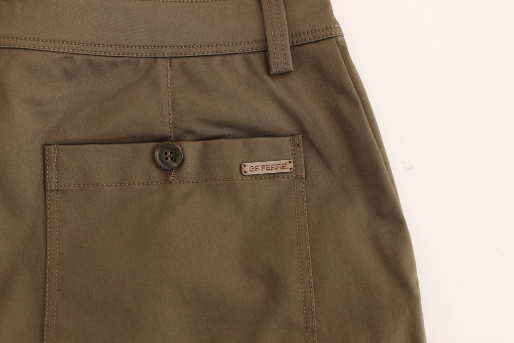 GF Ferre Green Cotton Stretch Comfort Fit Trousers