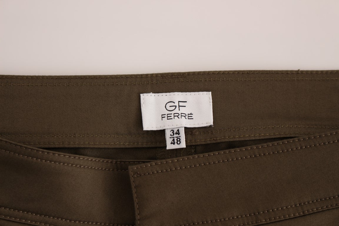 GF Ferre Green Cotton Stretch Comfort Fit Trousers