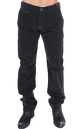 GF Ferre Black Cotton Straight Leg Corduroy Trousers