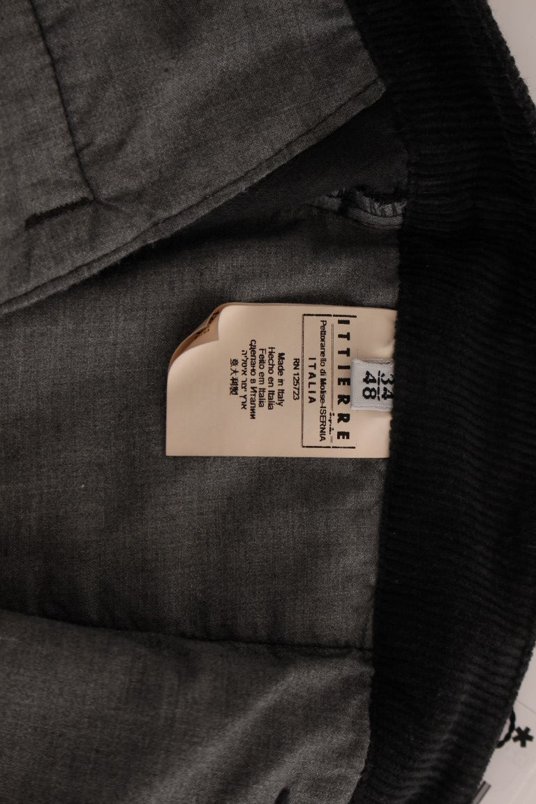 GF Ferre Black Cotton Straight Leg Corduroy Trousers