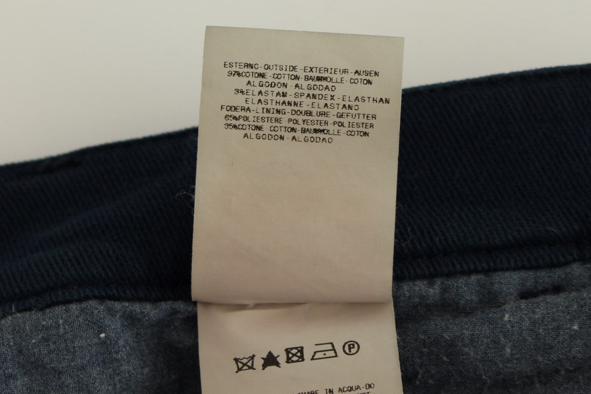 GF Ferre Blaue Stretch-Hose mit gerader Passform Chinos