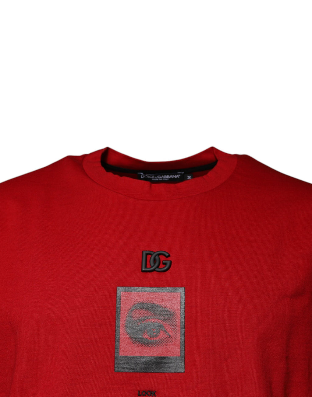 Dolce & Gabbana Rotes DG Eye Baumwoll-T-Shirt mit Rundhalsausschnitt