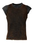 Dolce & Gabbana Brown Sleeveless Cotton Crew Neck T-Shirt