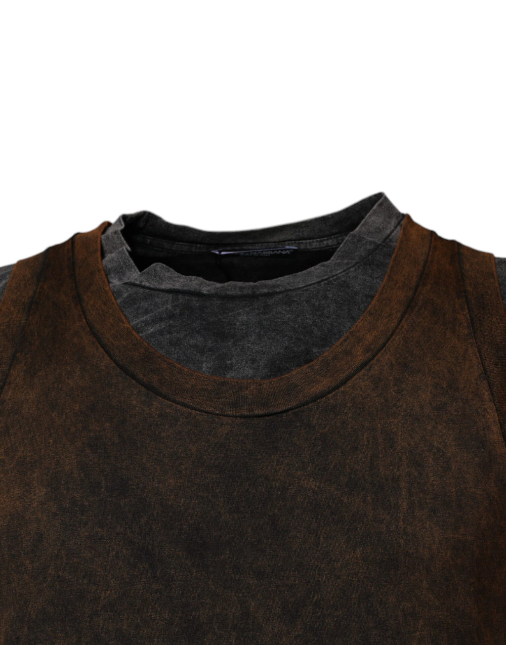 Dolce & Gabbana Brown Sleeveless Cotton Crew Neck T-Shirt