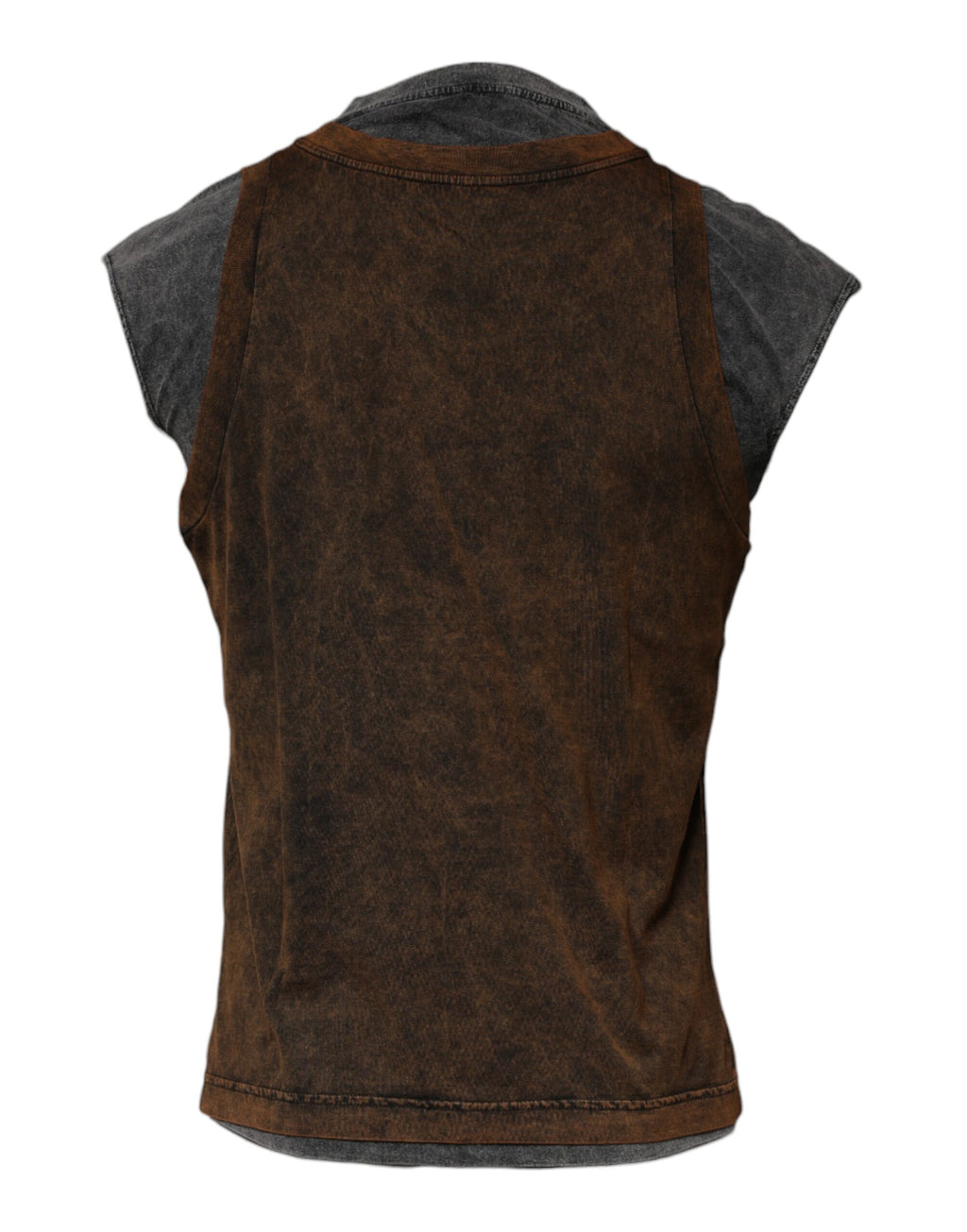 Dolce & Gabbana Brown Sleeveless Cotton Crew Neck T-Shirt