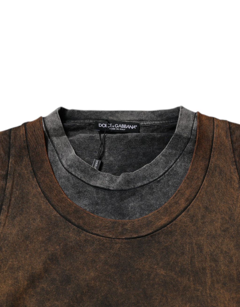 Dolce & Gabbana Brown Sleeveless Cotton Crew Neck T-Shirt